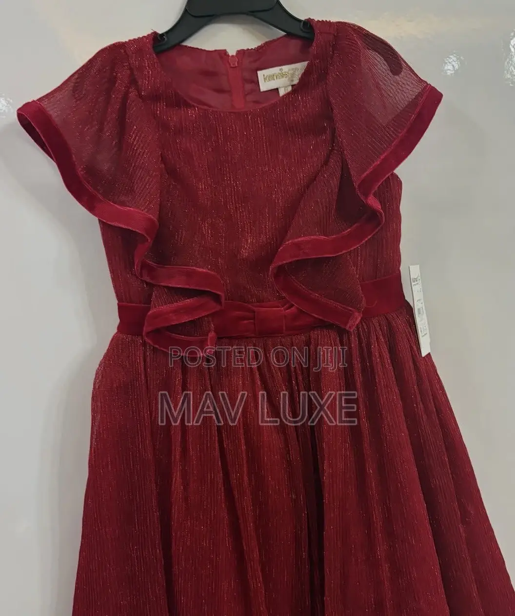 Kensie Girl Red Dress Features Elegant Velvet Trim