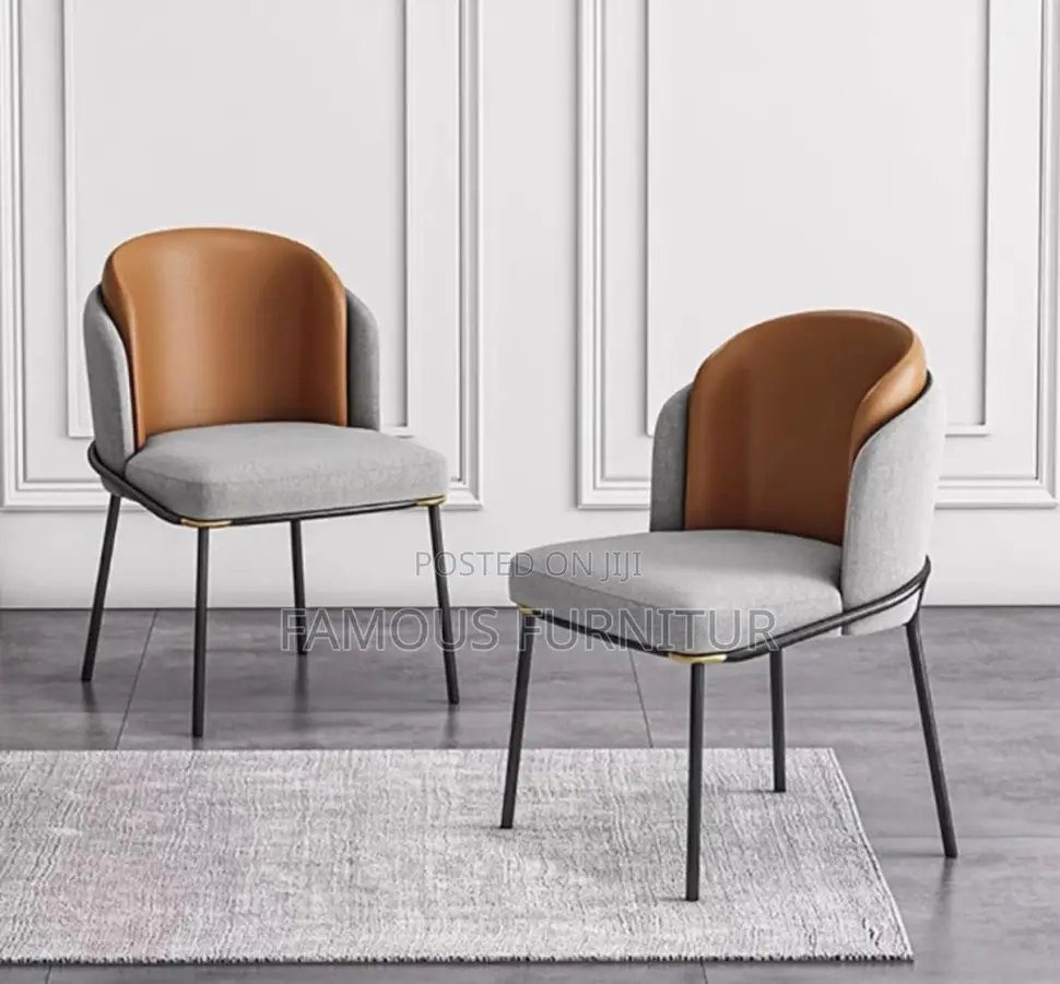 Modern Upholstered Dining Chair With a Curved Barrel Back, Contrasting