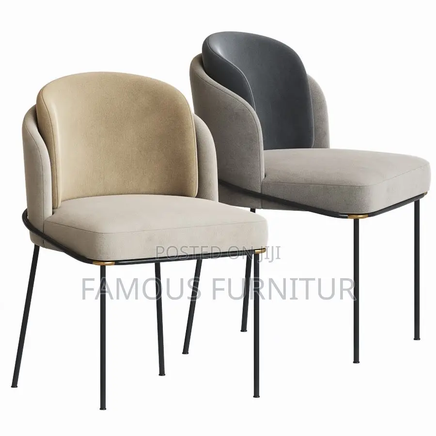 Modern Upholstered Dining Chair With a Curved Barrel Back, Contrasting