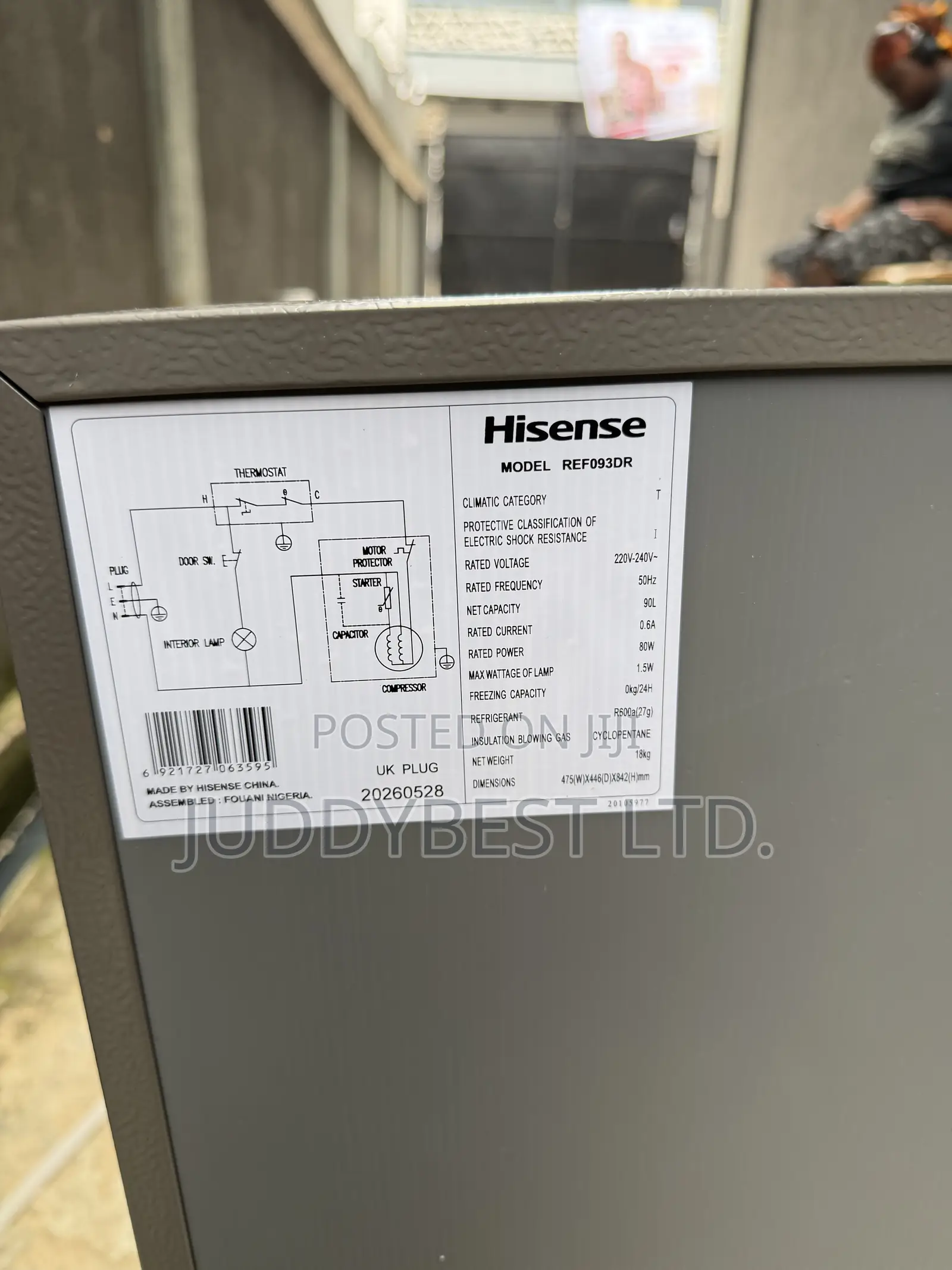 Hisense Single Door Refrigerator 90L 093DR