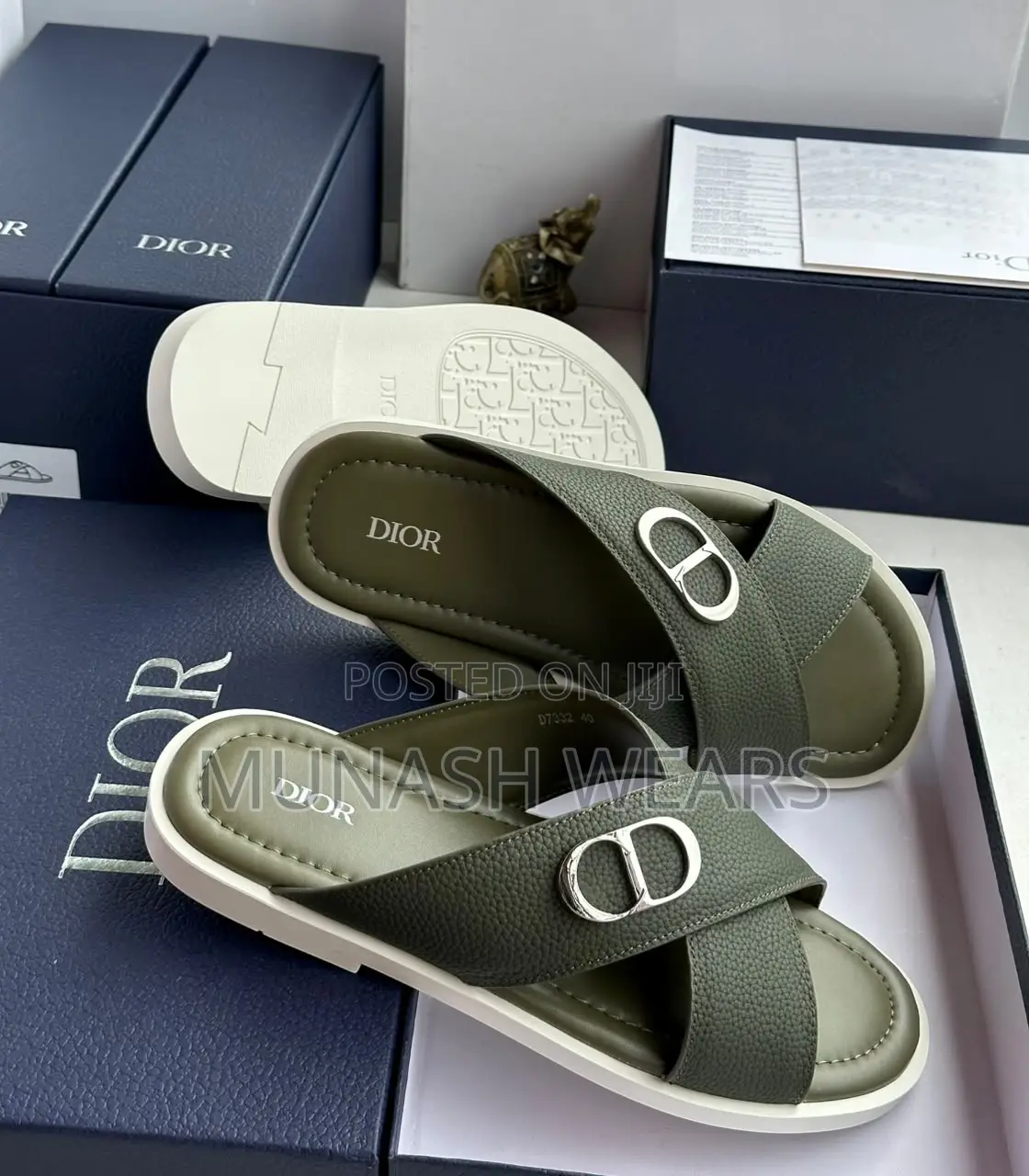 Dior Leather Cross Slipers 40-46 Available