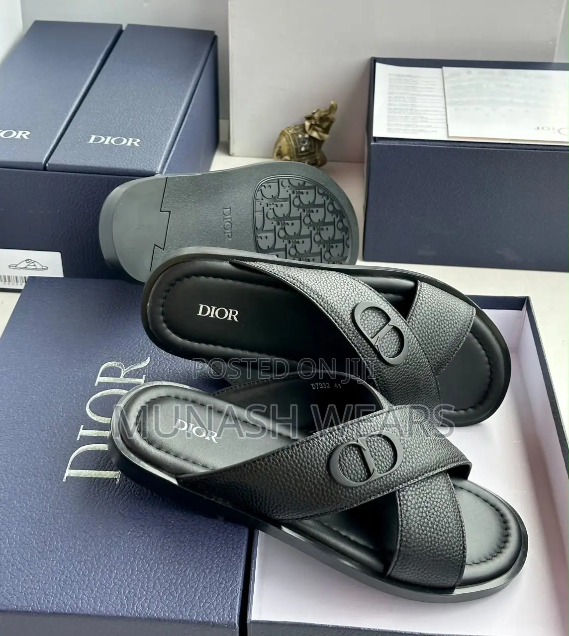 Dior Leather Cross Slipers 40-46 Available