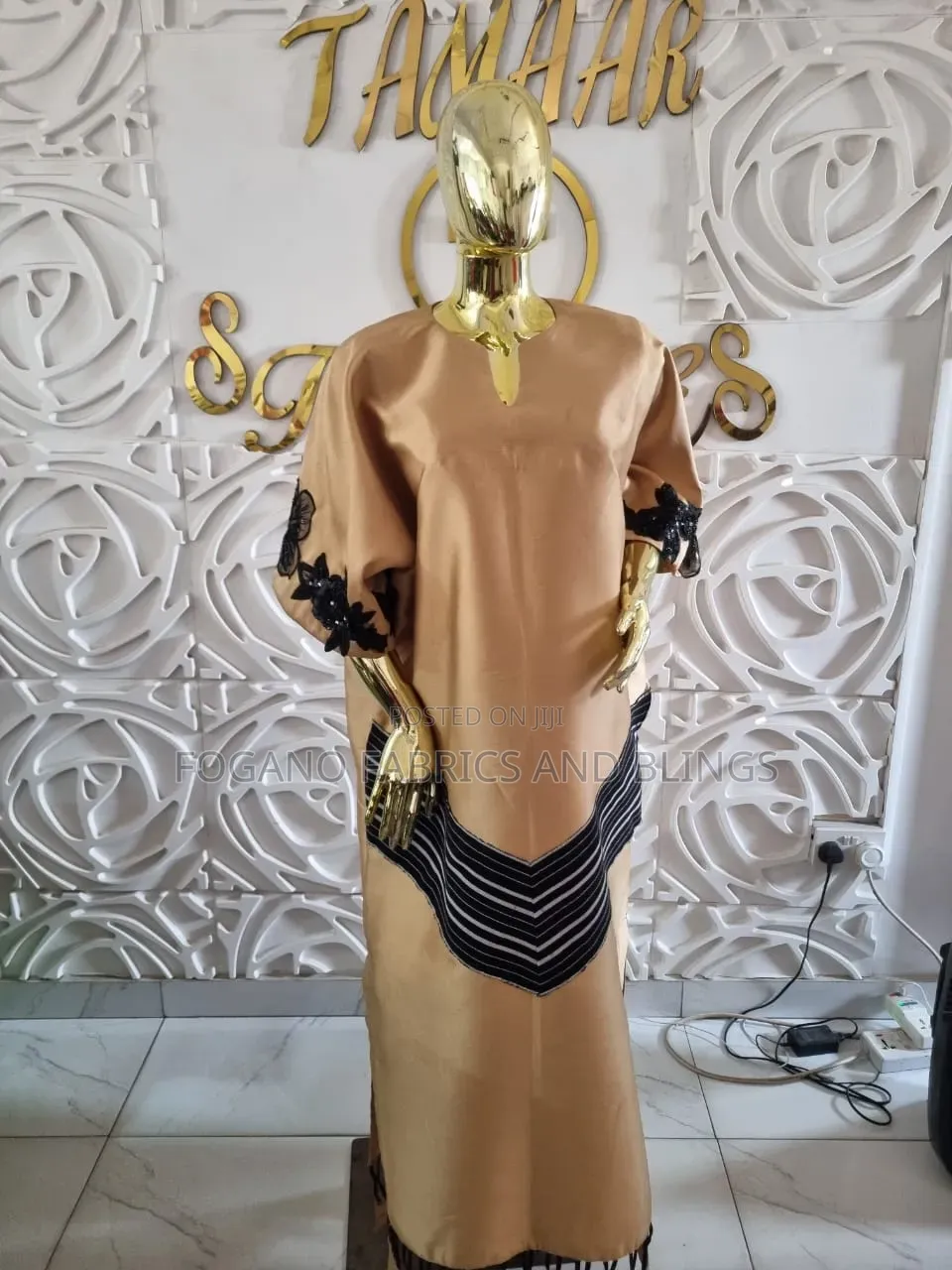 Brown Boubou Kaftan Gown With Asooke Attach