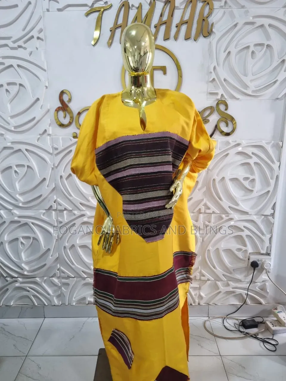 Yellow Kaftan With Asooke