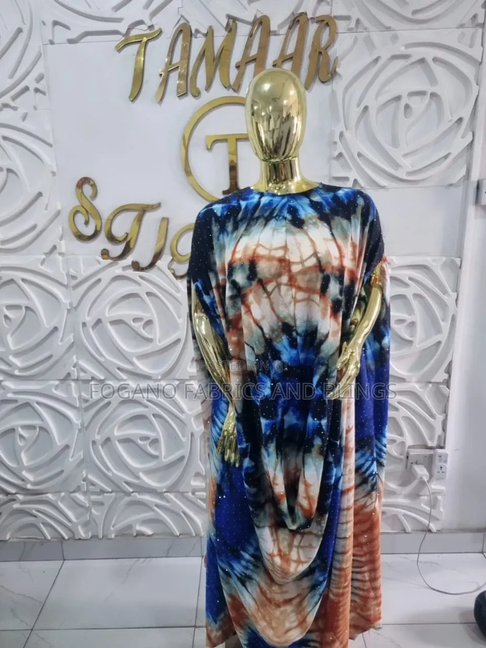 Silk Brown and Blue Kaftan