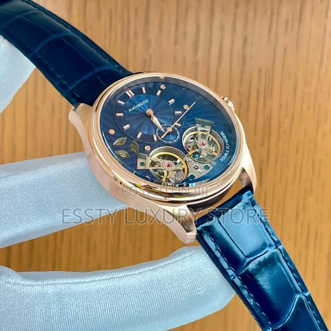 Automatic Quality Luxury Hanboro Double Face Leather Strap Watch
