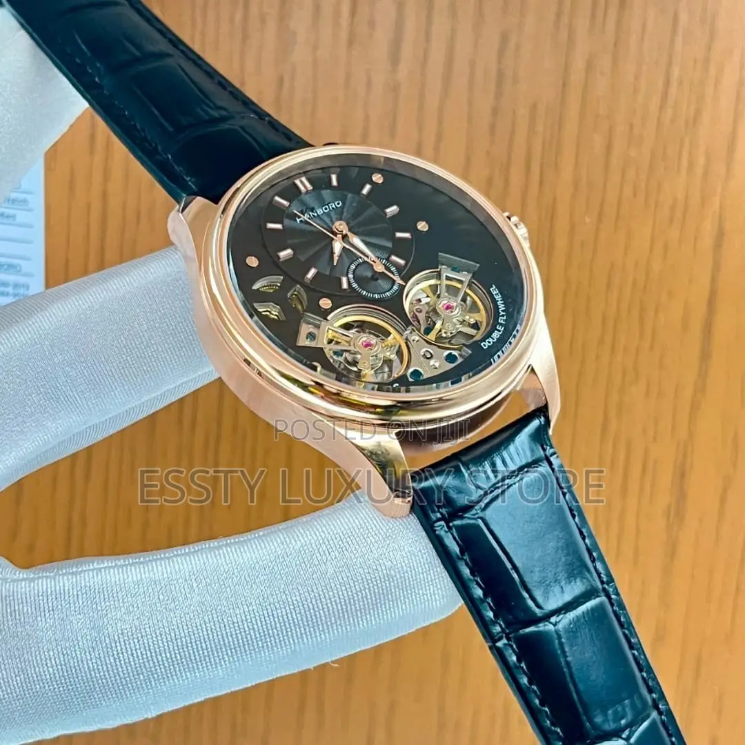 Automatic Quality Luxury Hanboro Double Face Leather Strap Watch