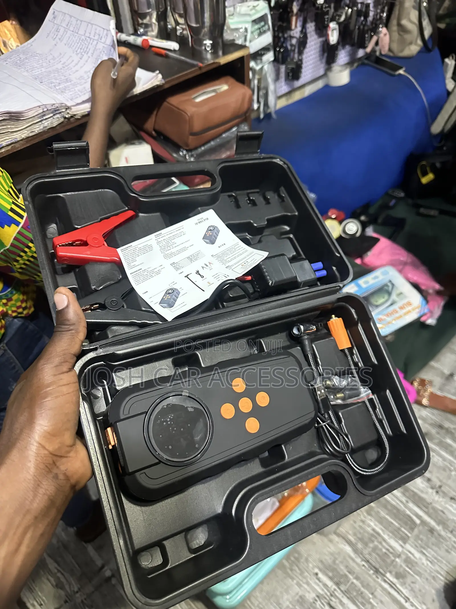 Portable Car Tyre Inflator & Battery Jump Starter Kit.”