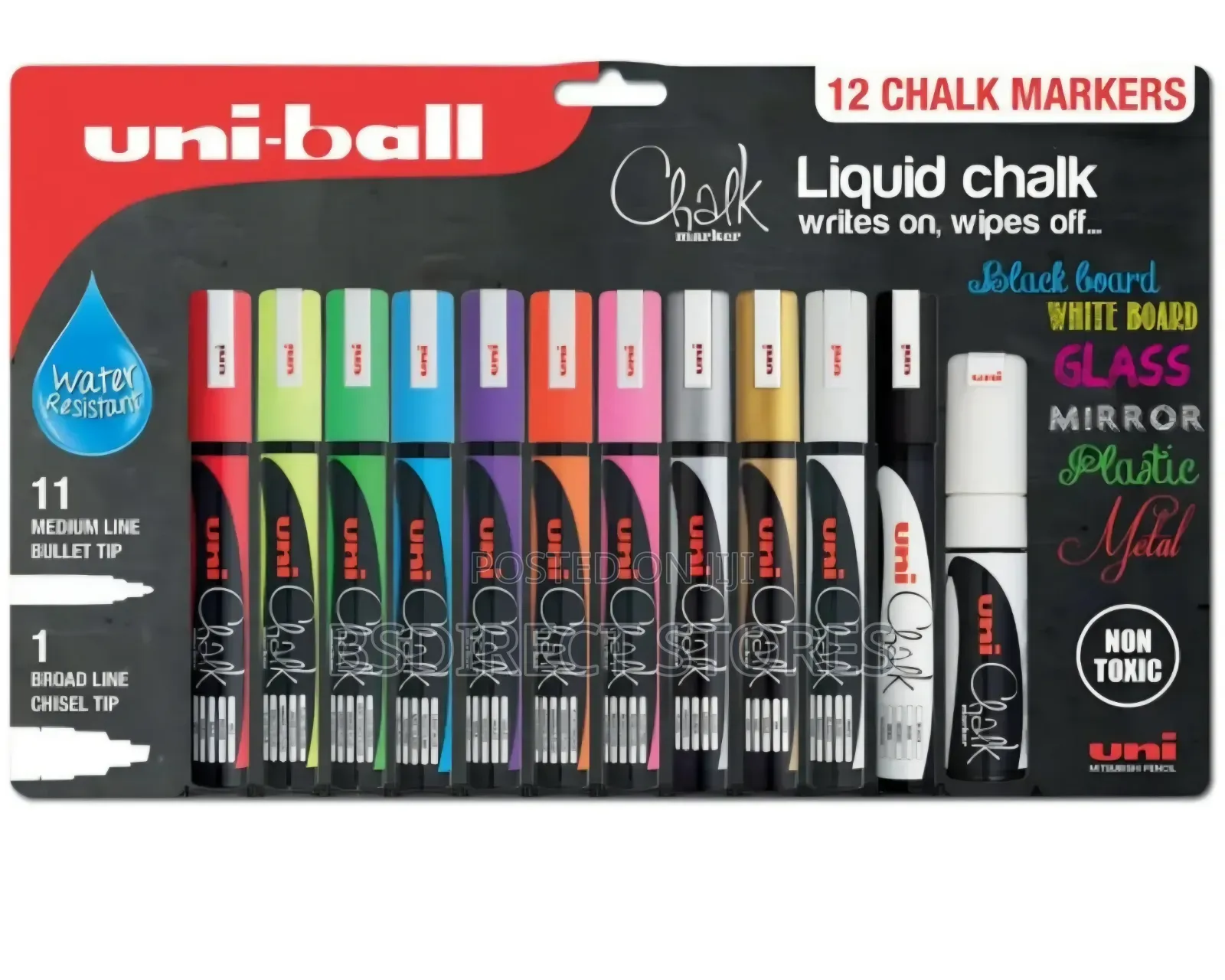 Uni-Ball Liquid Chalk Marker Chalkboards, Windows, Metals, Plastics+
