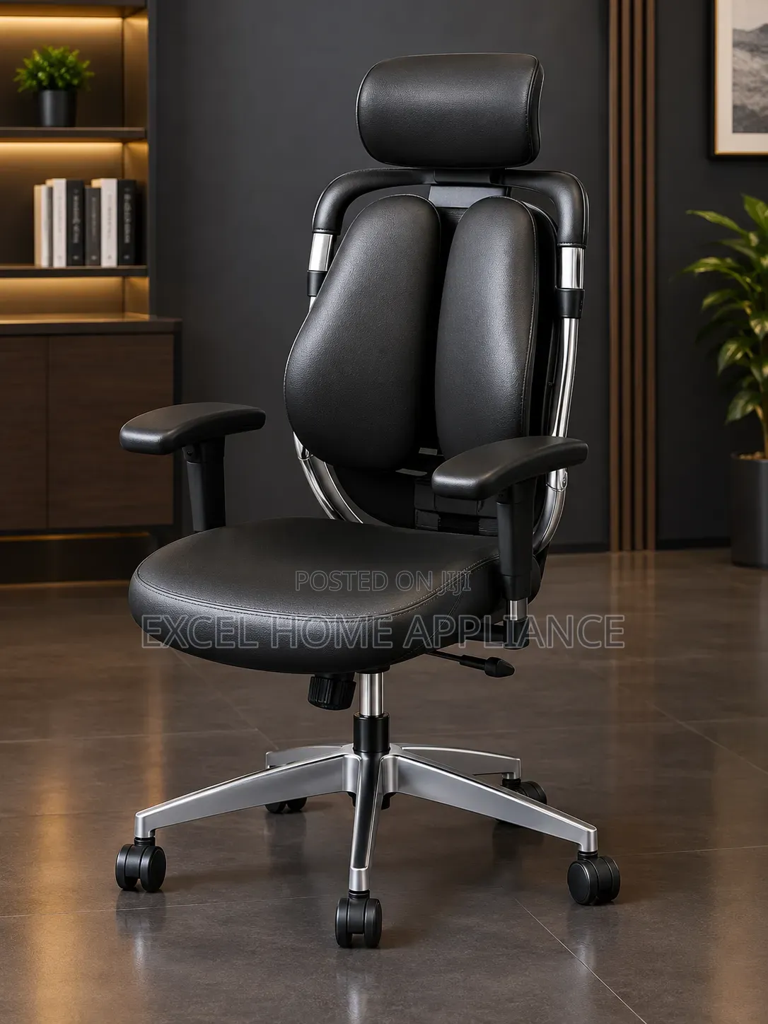 Black Executive Kidney Chair With Adjustable Armrests &Headrest