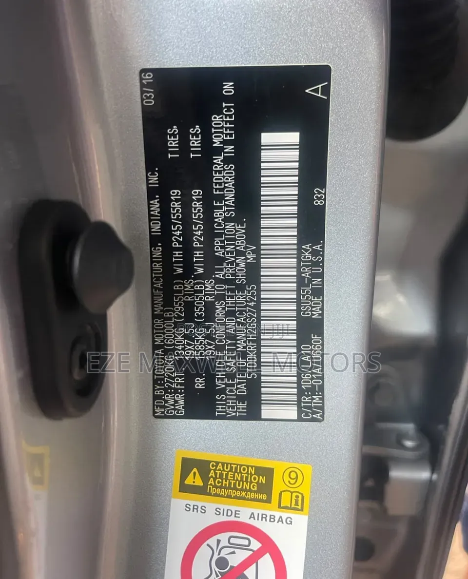 Toyota Highlander Limited V6 4x2 (3.5L 6cyl 6A) 2016 Silver