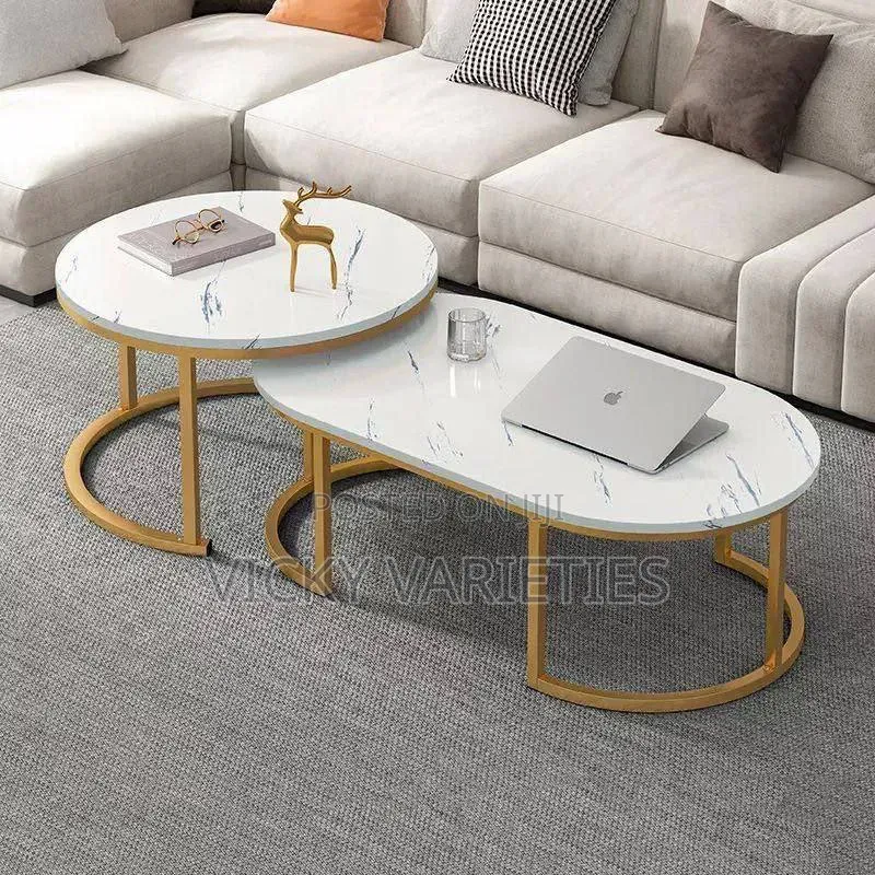 2-in-1 Nesting Center Table Set Featuring Fau