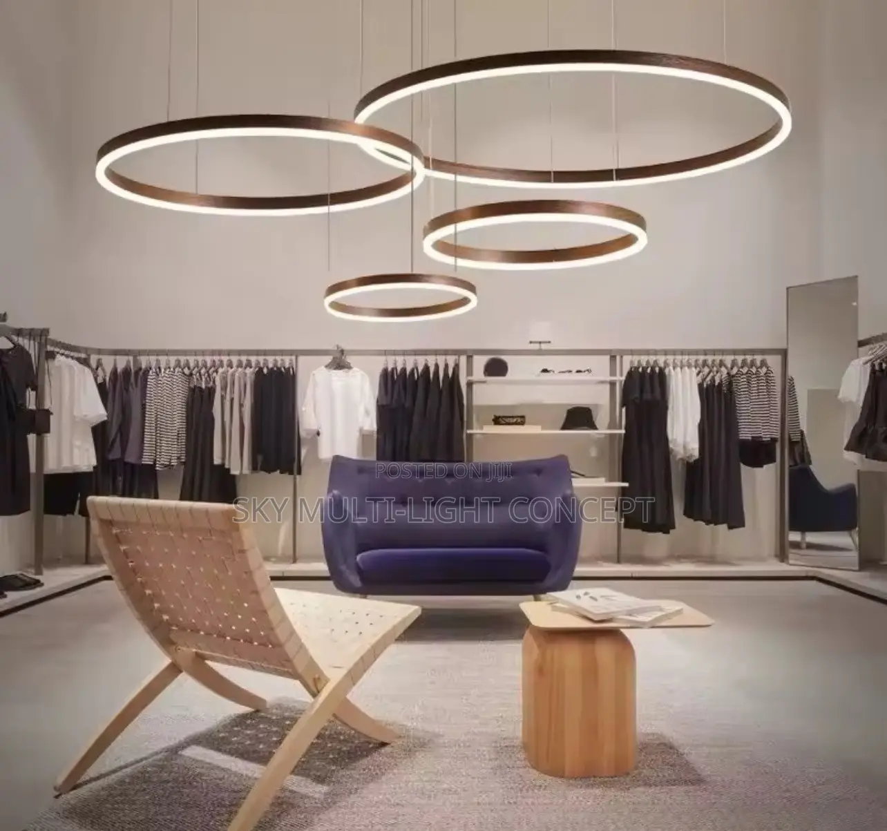 Modern Aluminum Rings Chandeliers Simple Acrylic LED