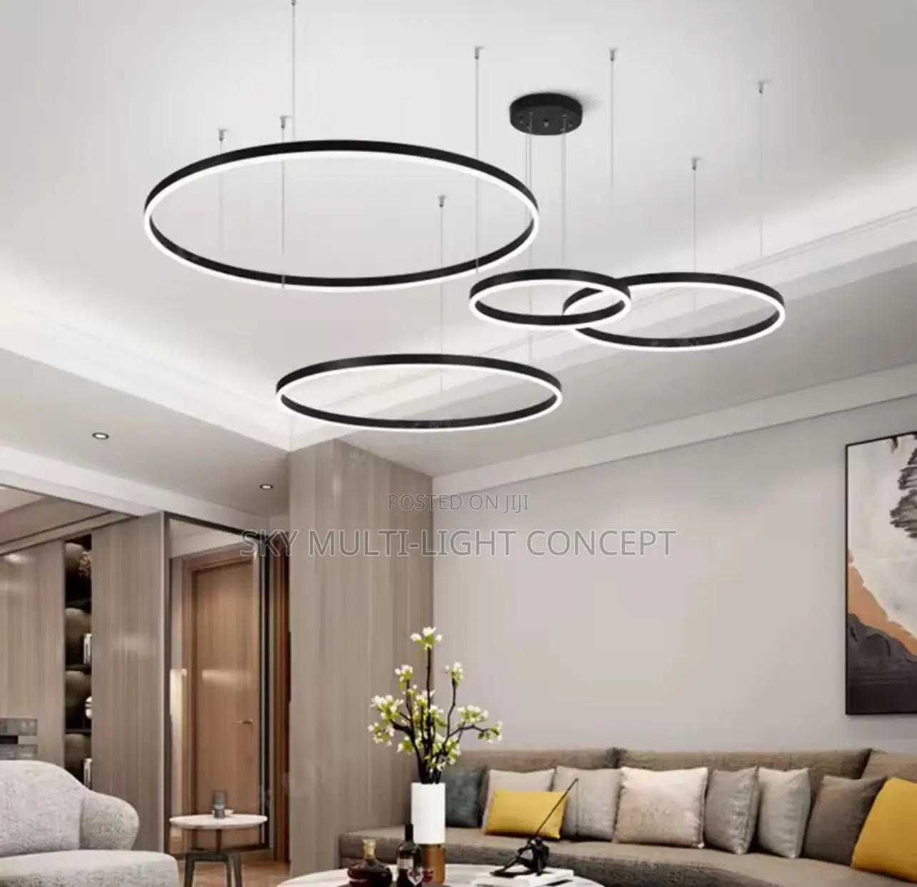 Modern Aluminum Rings Chandeliers Simple Acrylic LED
