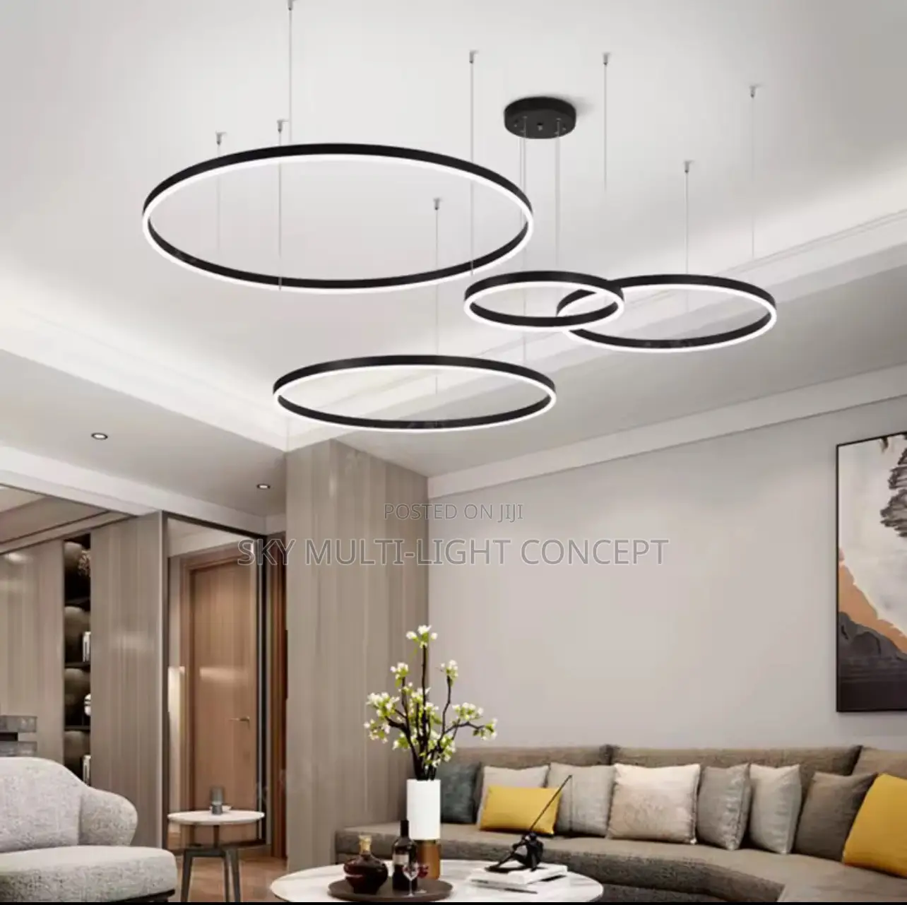 Modern Aluminum Rings Chandeliers Simple Acrylic LED
