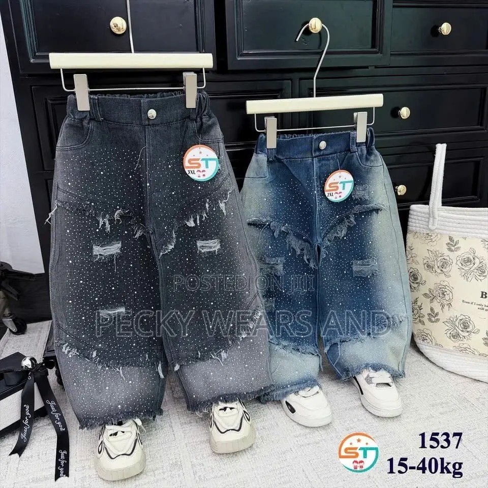 Luxury Stoned Denim Trousers for Kids