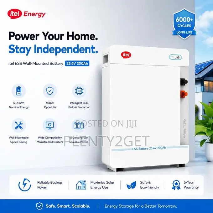 Itel Energy 5.12kwh LiFePO4 24V Lithium Battery Wall Mounted 200Ah