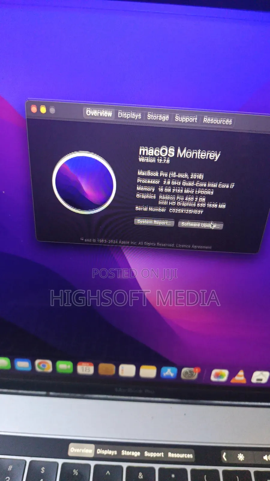 Laptop Apple MacBook Pro 2016 16GB Intel Core i7 SSD 512GB