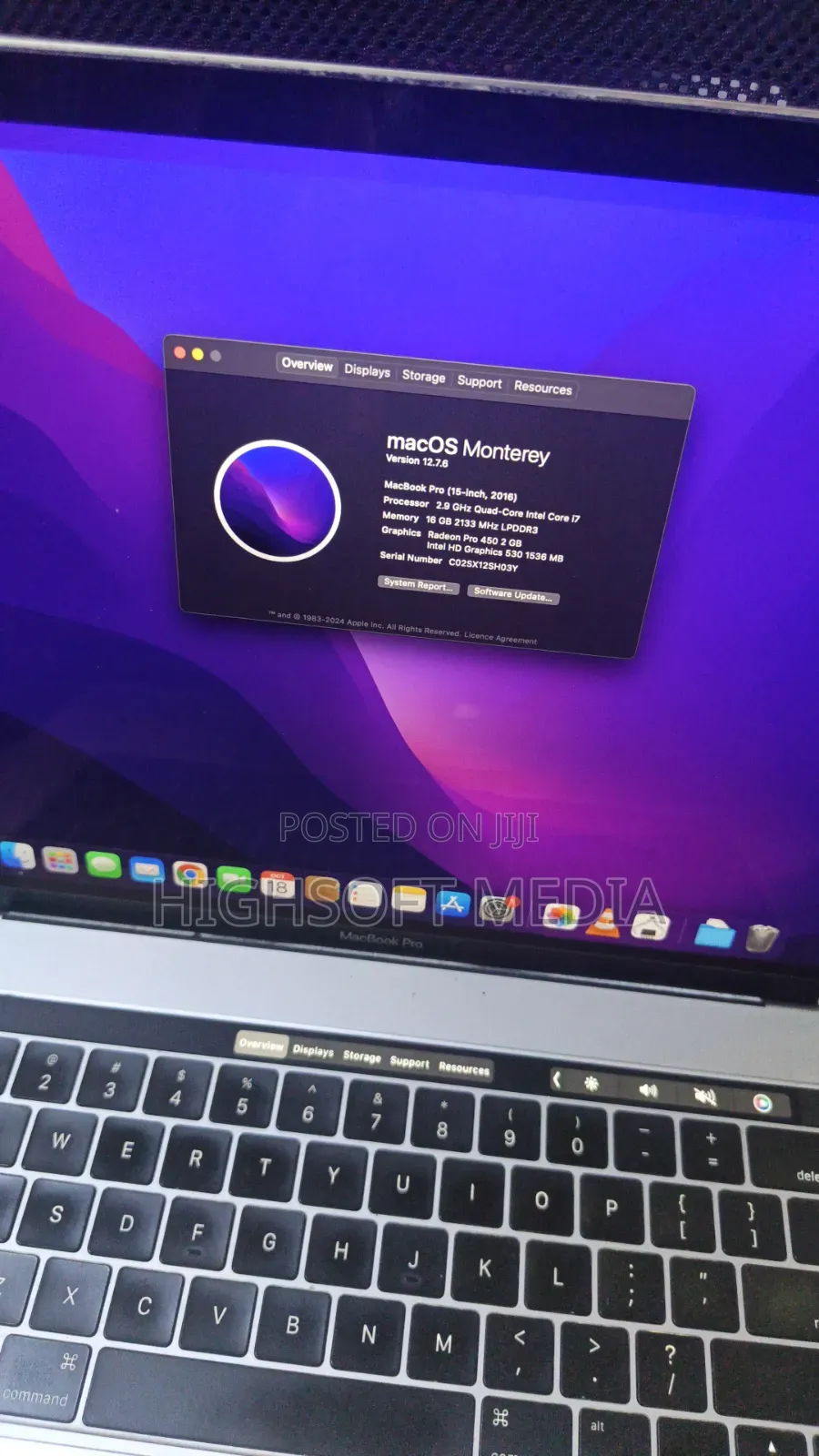 Laptop Apple MacBook Pro 2016 16GB Intel Core i7 SSD 512GB