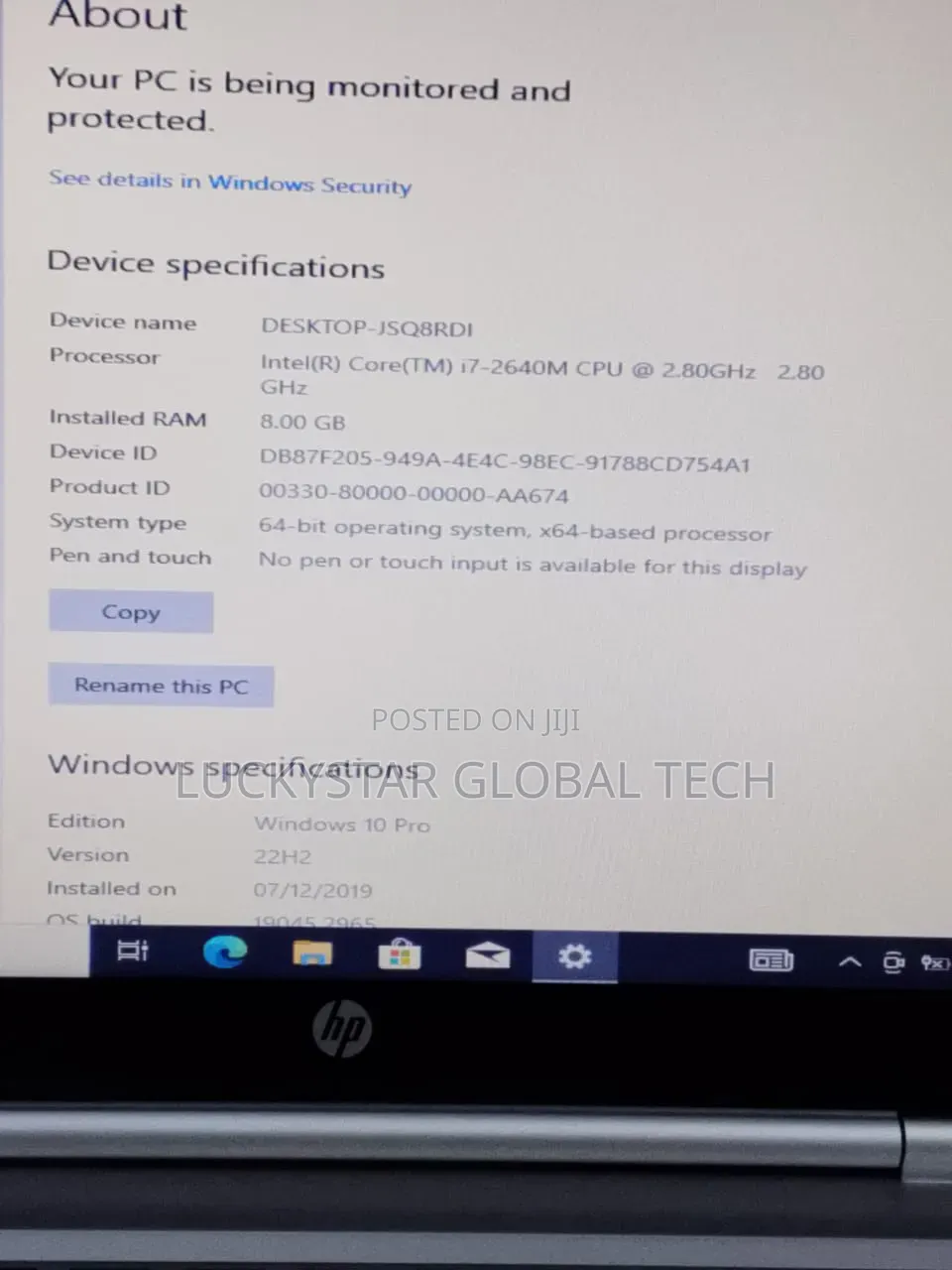 Laptop HP 8GB Intel Core i7 SSD 128GB