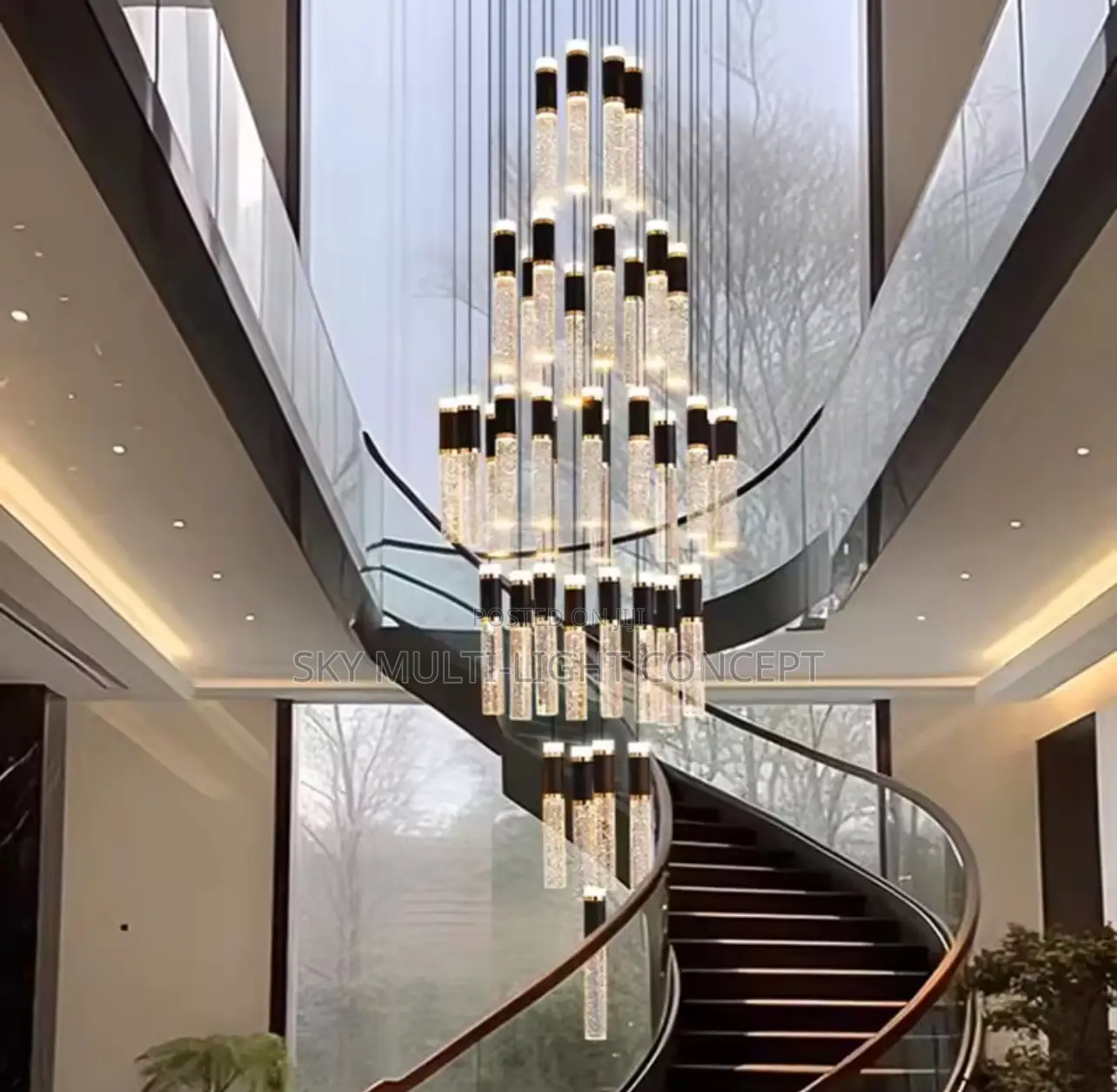 Modern Luxury Staircase Crystal Chandelier