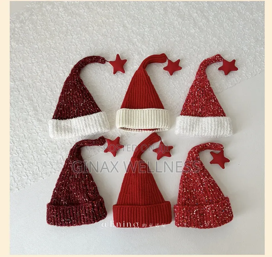 Christmas Knitted Santa Hat With Star for Baby Boys and Girls