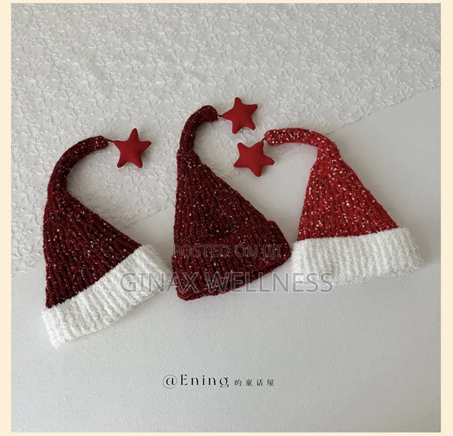 Christmas Knitted Santa Hat With Star for Baby Boys and Girls
