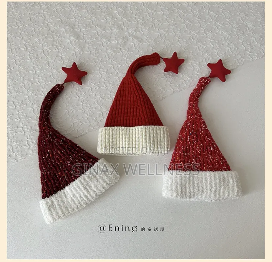 Christmas Knitted Santa Hat With Star for Baby Boys and Girls