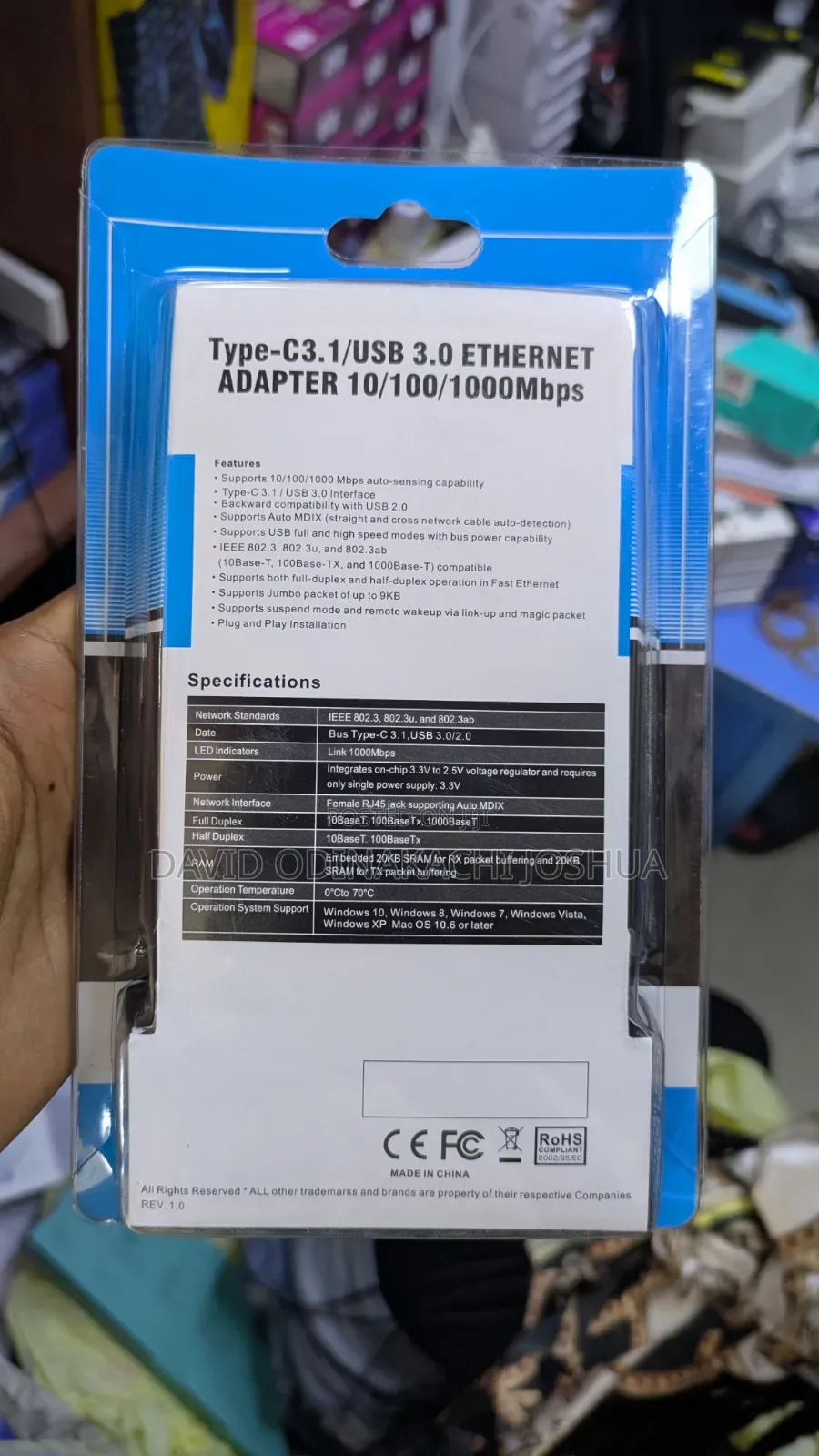 Type-C3.1 / USB 3.0 Gigabit Ethernet Adapter 10/100/1000Mbps