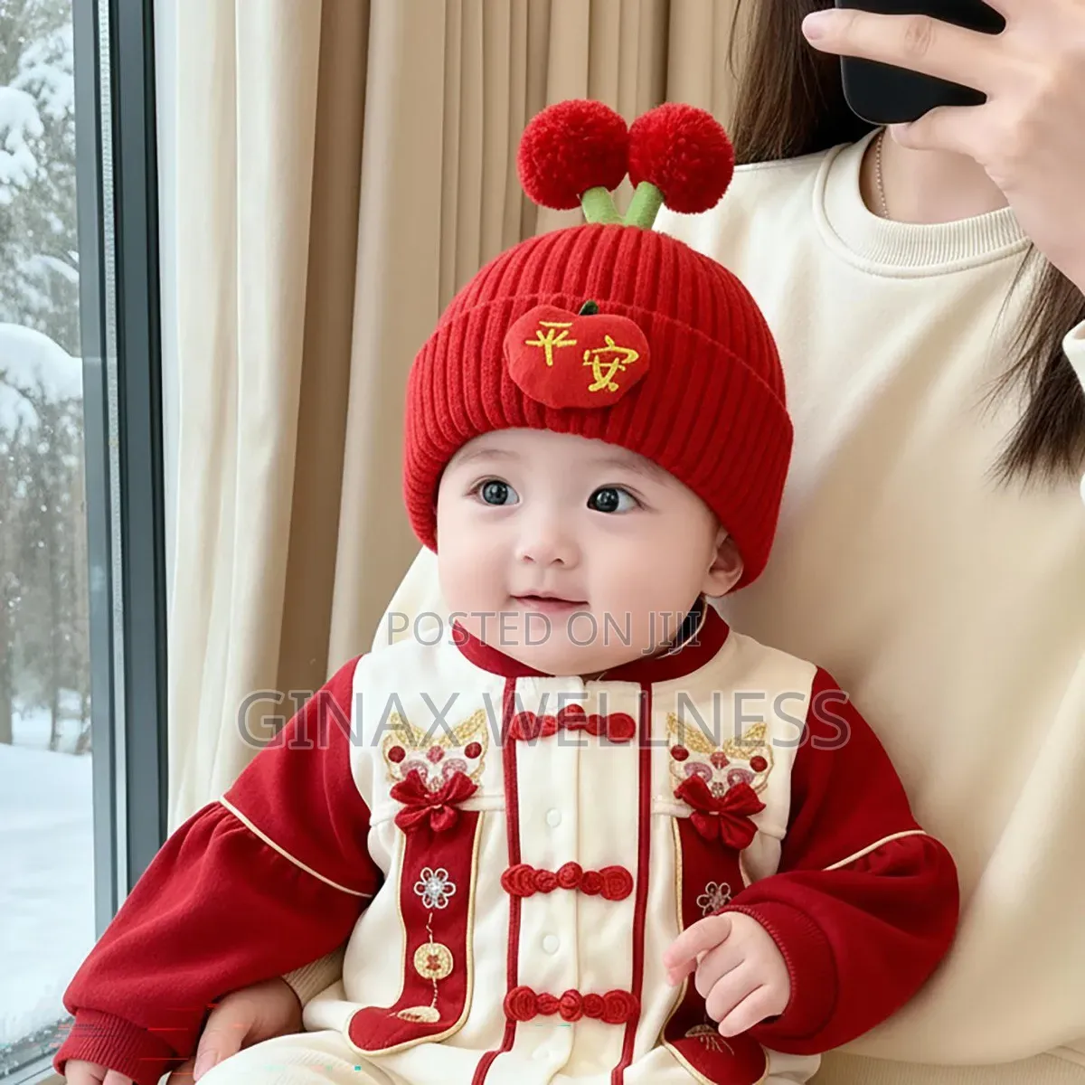 Baby Boys and Girls Red Knitted Beanie Hat – Warm Christmas Cap