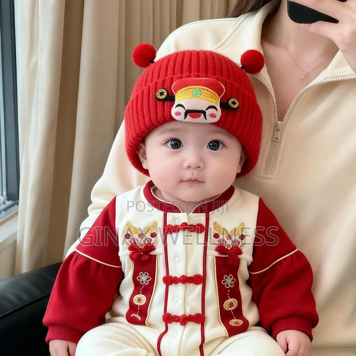 Baby Boys and Girls Red Knitted Beanie Hat – Warm Christmas Cap