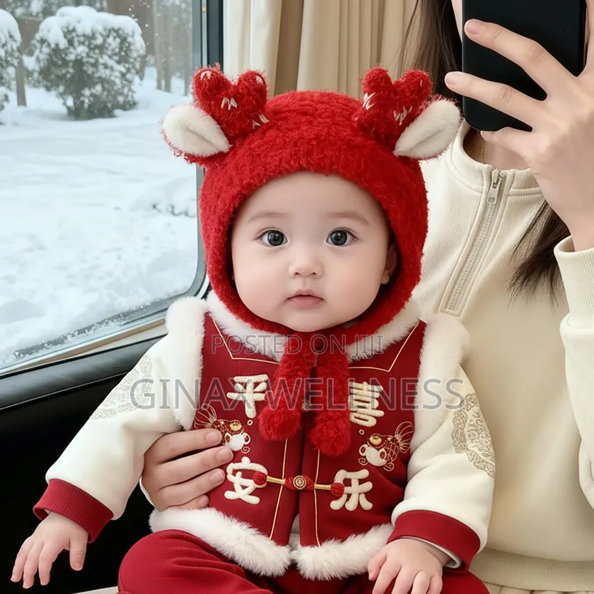 Baby Boys and Girls Red Knitted Beanie Hat – Warm Christmas Cap
