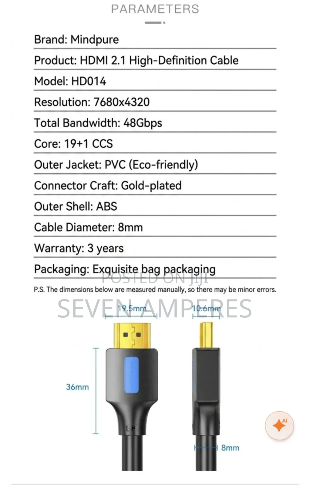 HDMI Cable Male to Male for All Electronics