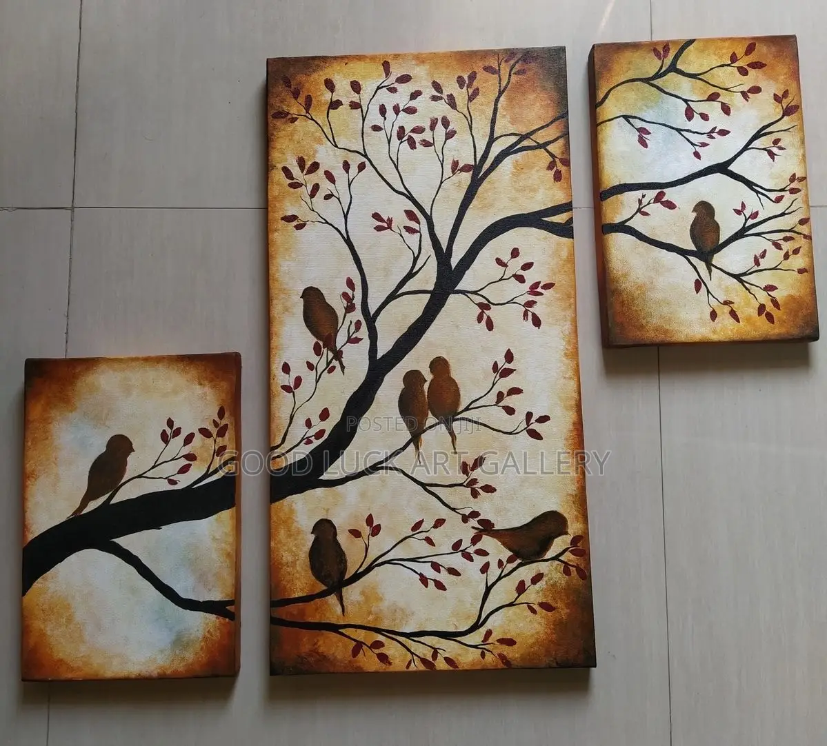 African Sunset Three-Piece Canvas Artw