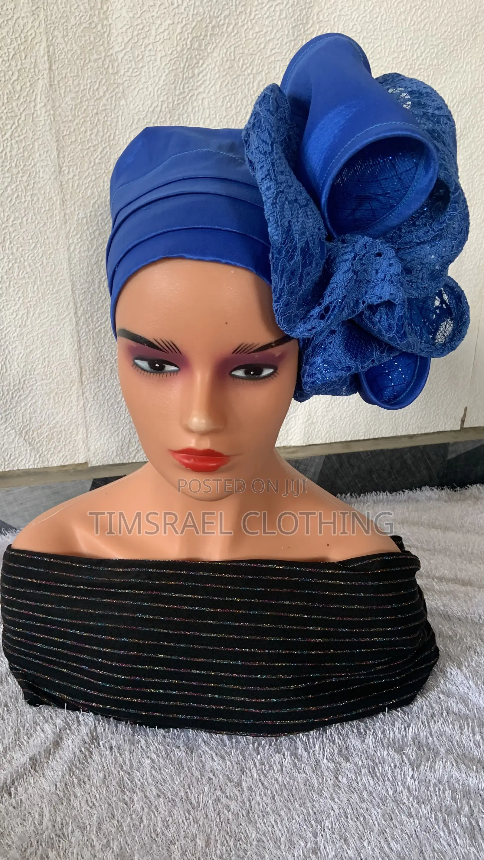 Fully Lined Beautiful Turban Decorated With Bow and Lace.