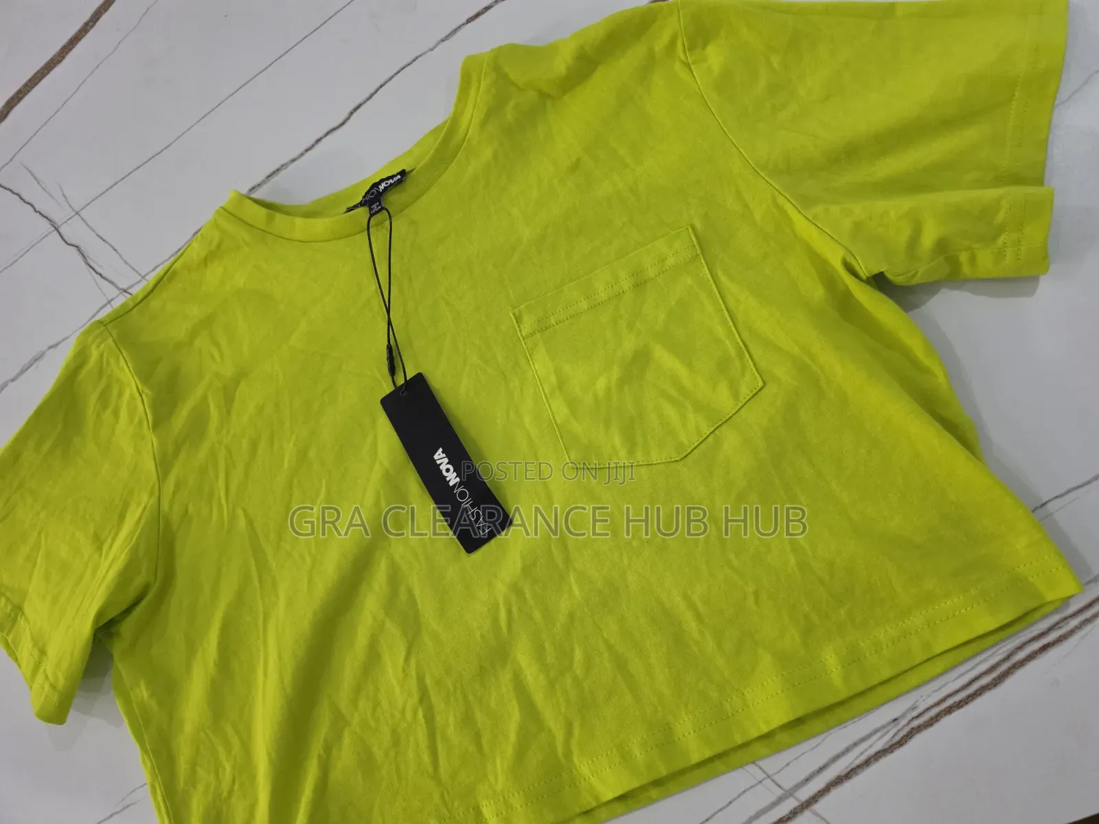 Brand New Fashion Nova Lime Green Crop Top T-Shirt With Tag