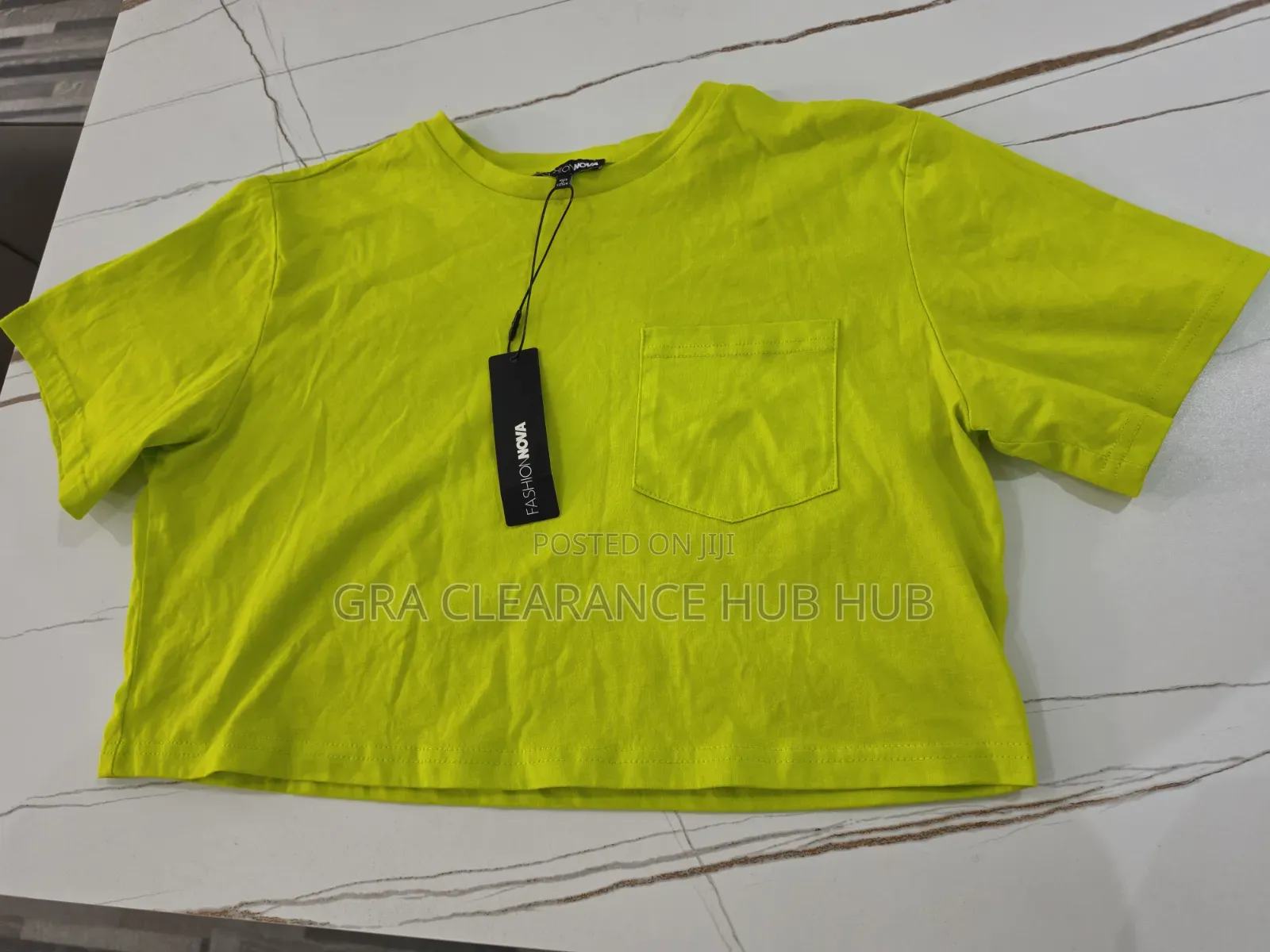 Brand New Fashion Nova Lime Green Crop Top T-Shirt With Tag