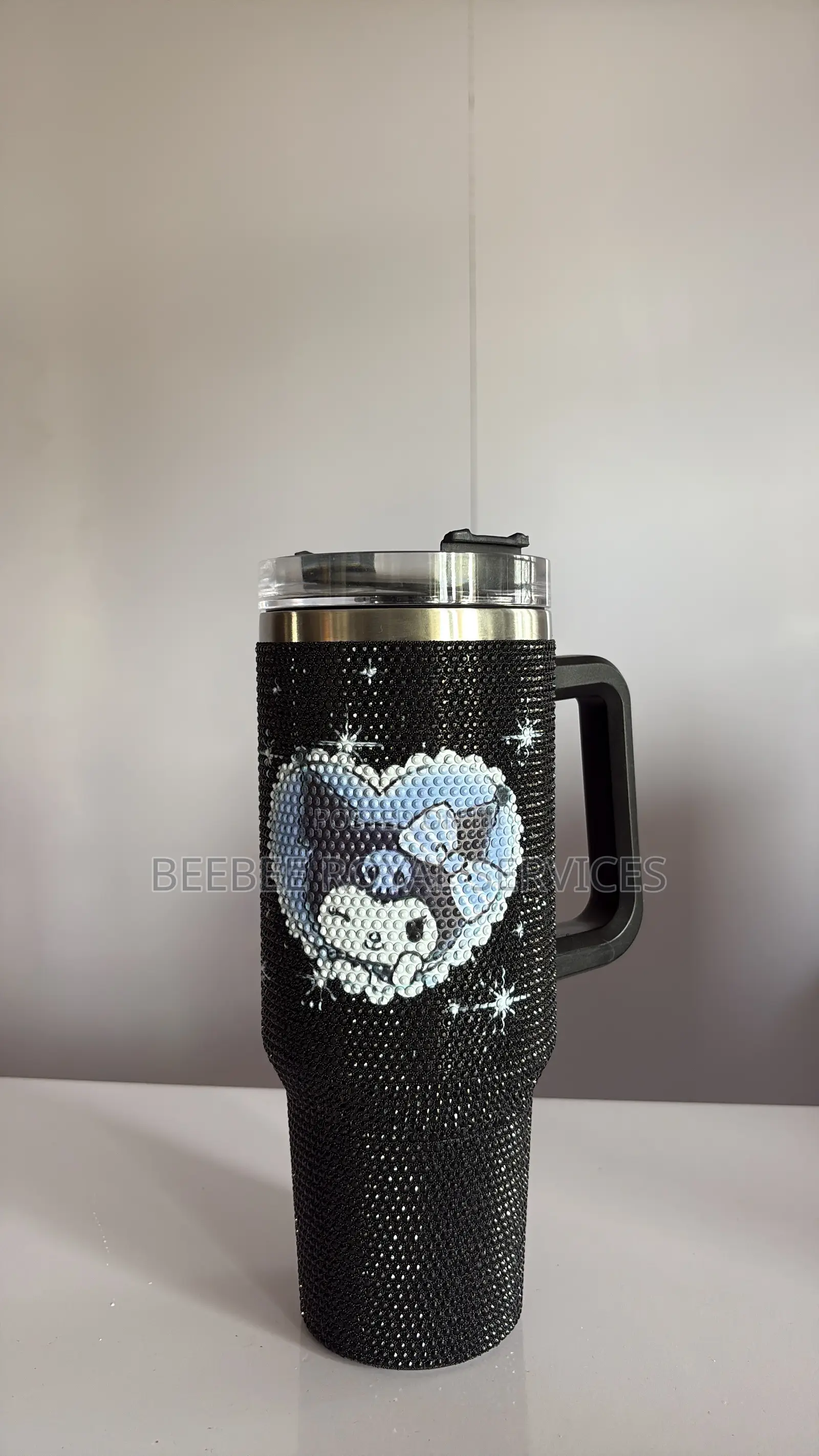 Black Bedazzled Stanley Type Bottle