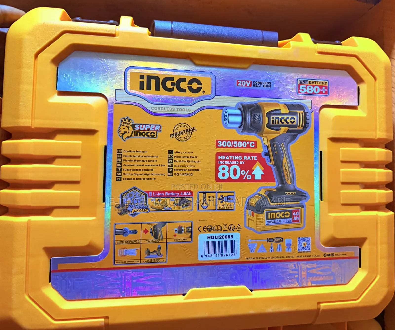 INGCO 20V Cordless Heat Gun Kit (Model HGLI20085)