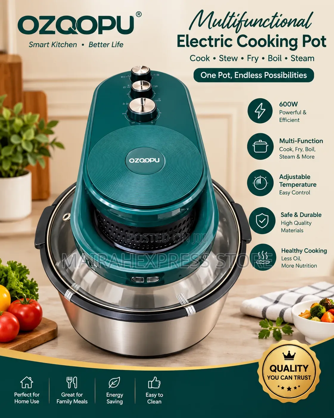 Ozqopu 8L Electric Air Fryer With a Transparent Glass Bowl. Atm