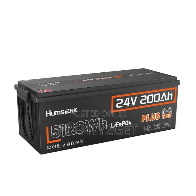 HumsiENK 24V 200Ah Plus LiFePO4 Lithium Battery, Upgraded 250A BMS