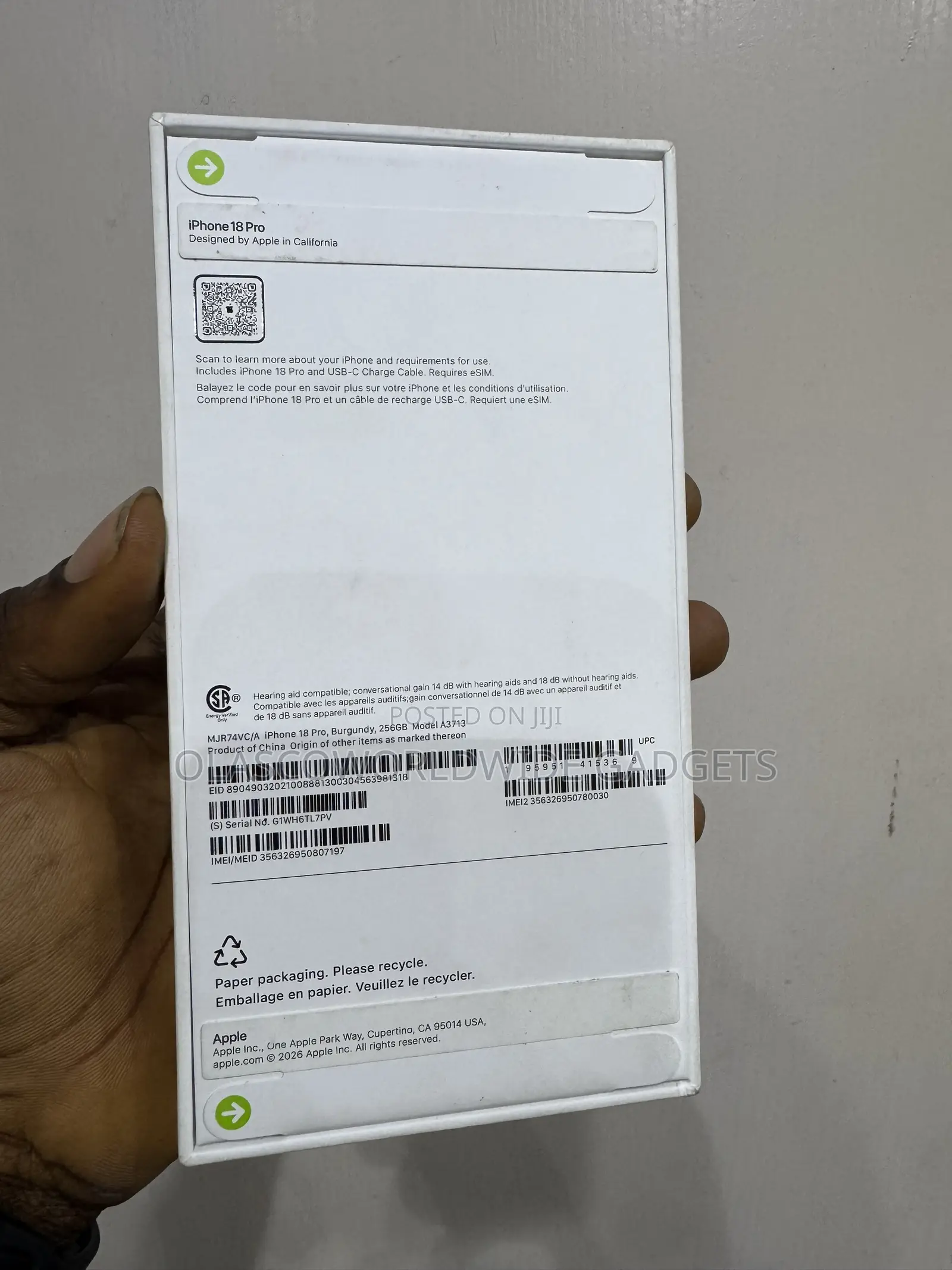 New Apple iPhone 18 Pro 256 GB Red