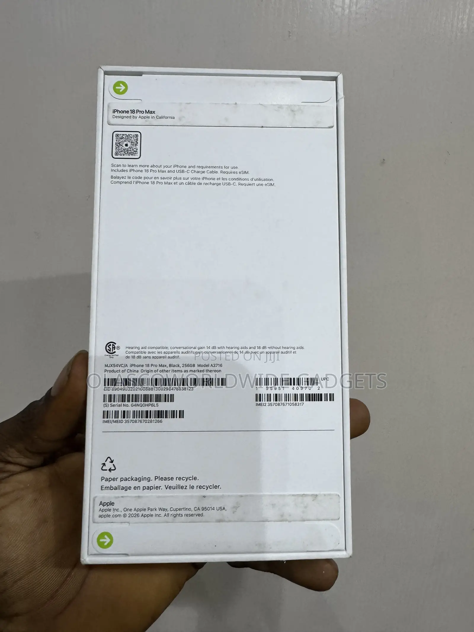 New Apple iPhone 18 Pro Max 256 GB Black