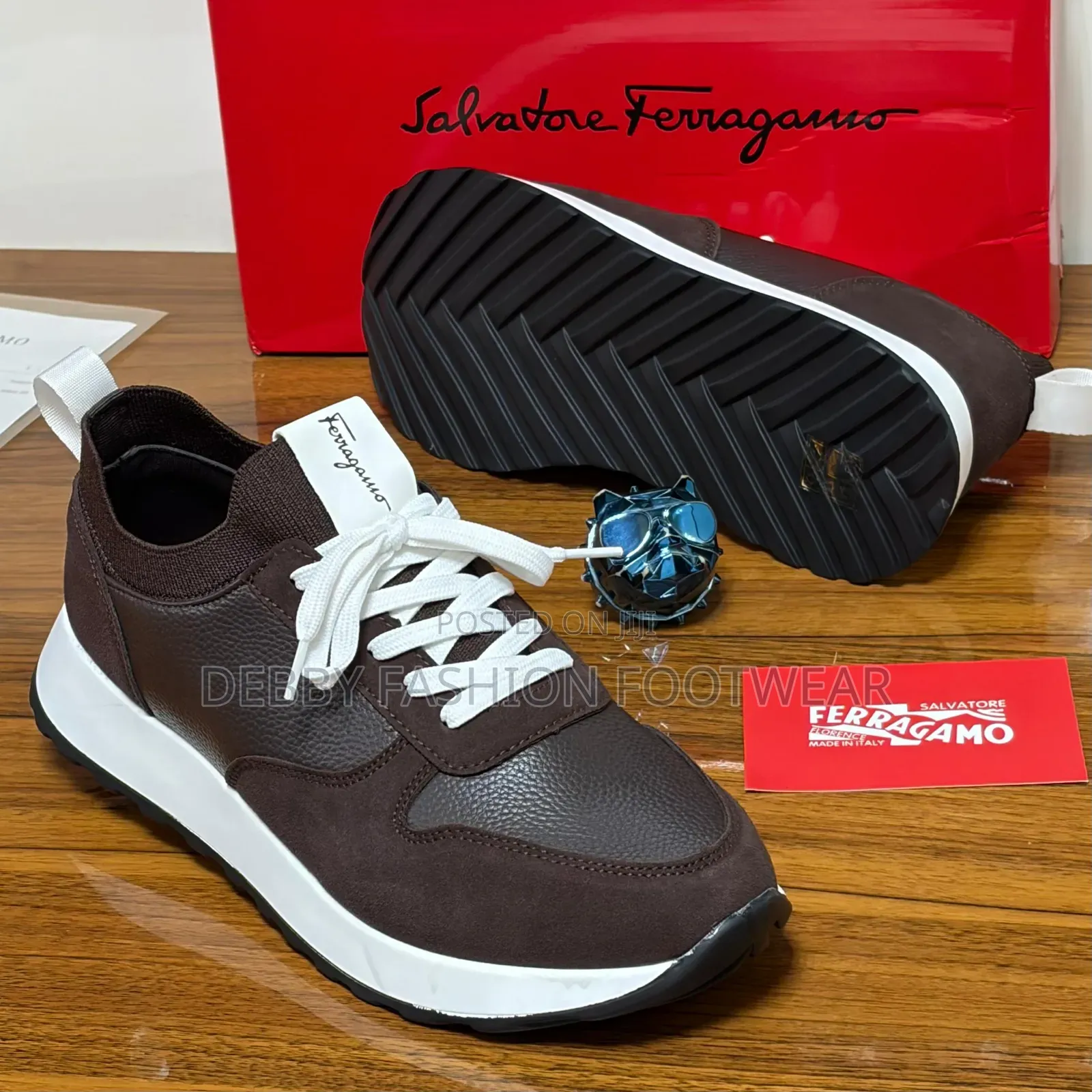 Salvatore Ferragamo Black, Blue Anas Brown Shoe