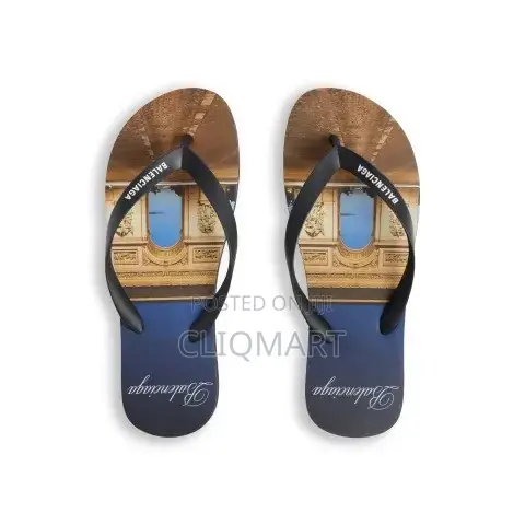 Balenciaga Paris Tourist Graphic & Solid Logo Flip-Flops