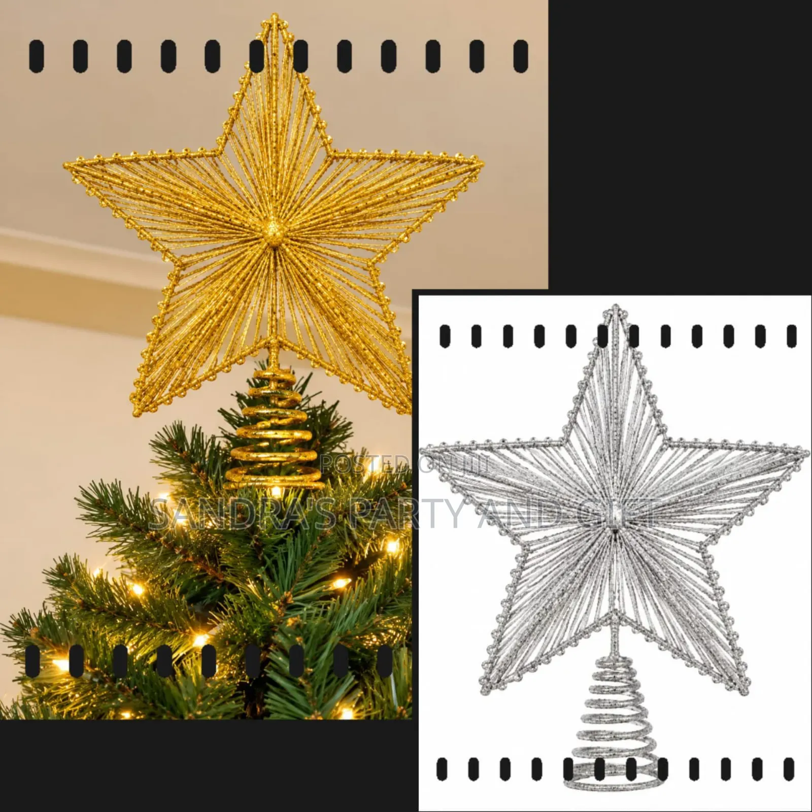 Gold and Silver Christmas Tree Star Topper
