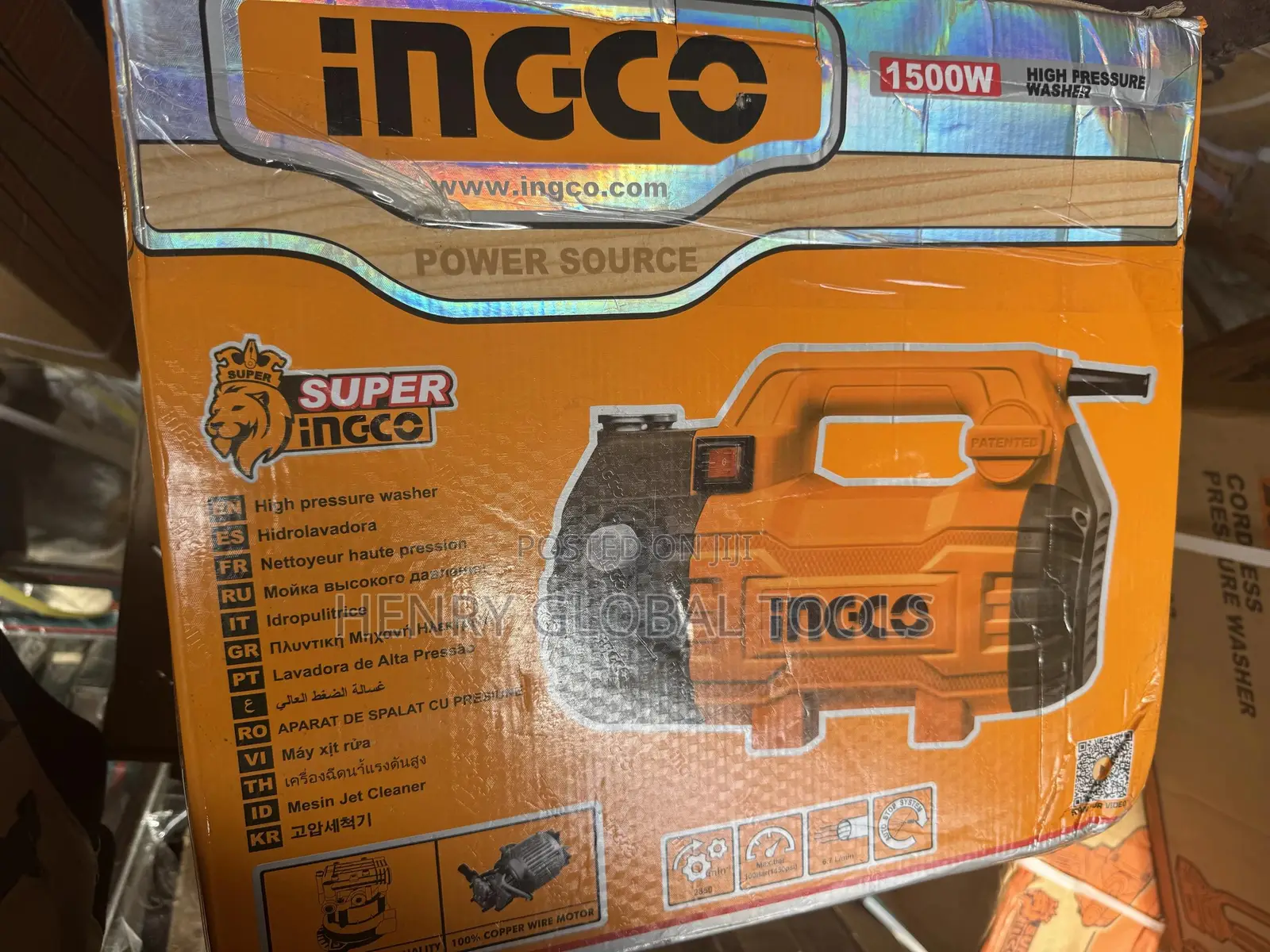 INGCO 1500W High-Pressure Washer – 100 Bar