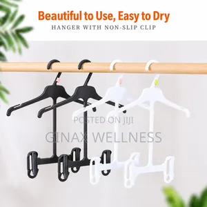 Children's Plastic Clothes Hangers With Trouser Clips (10 Pieces)