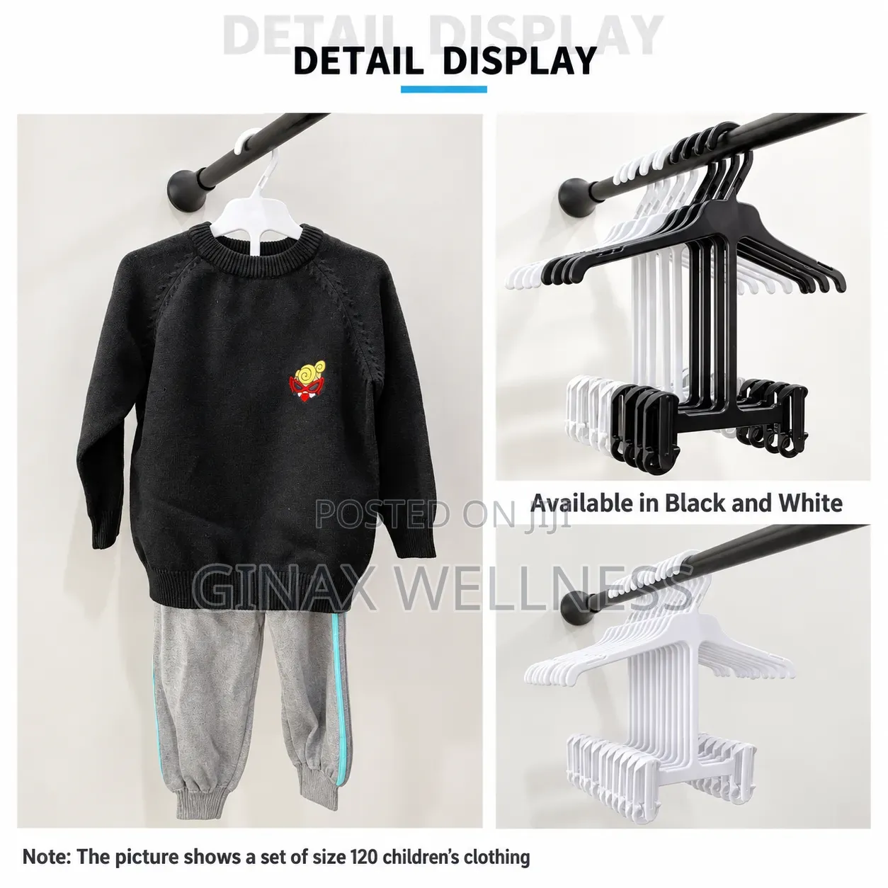 Children's Plastic Clothes Hangers With Trouser Clips (10 Pieces)