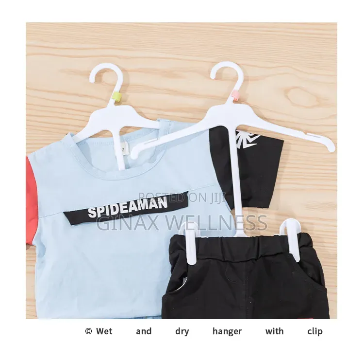 Children's Plastic Clothes Hangers With Trouser Clips (10 Pieces)